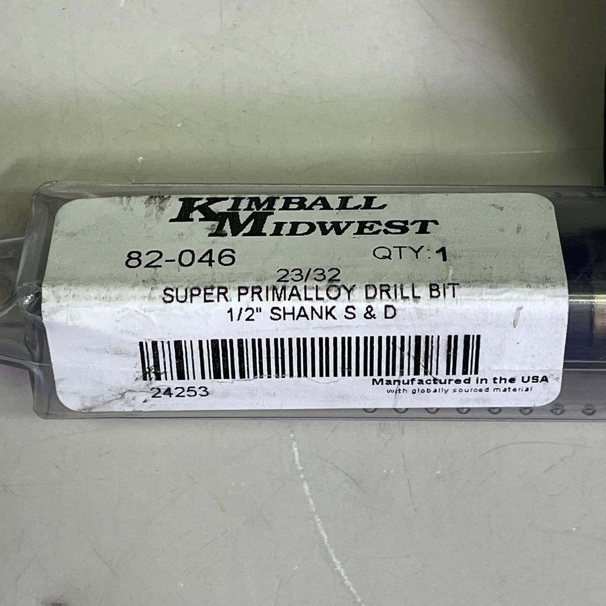 KIMBALL MIDWEST Super Primalloy Reduced Shank S&D Drill Bit 23/32"Dia x 6"L 82046