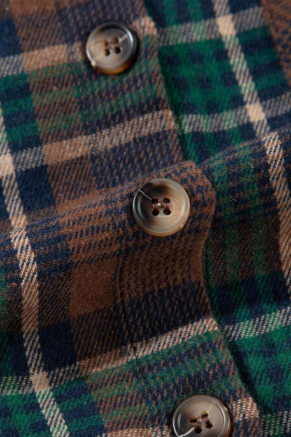 Plaid Button Up Long Sleeve Jacket for Women Stylish Fit