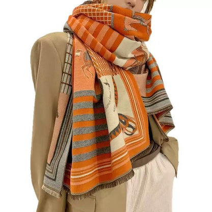 Womens Winter Cashmere-Feel CapeShoulder Wrap Outerwear