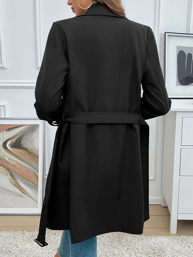 Elegant Belted Trench Coat For Women
