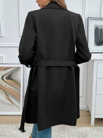 Elegant Belted Trench Coat For Women
