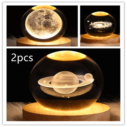 LED Galaxy Crystal Ball 3D Moon Lamp