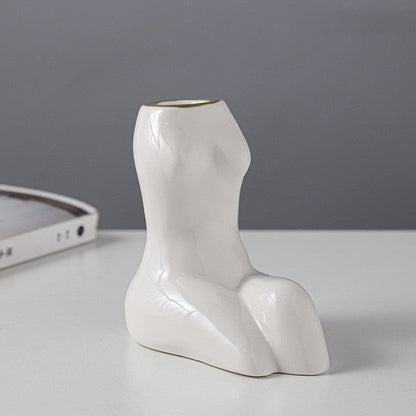 Creative Body Art White Candle Cup Hotel Desktop Simple Ceramic Ornaments