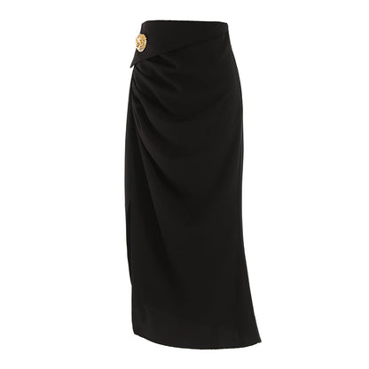 Elegant Irregular Slit Suit Skirt Women