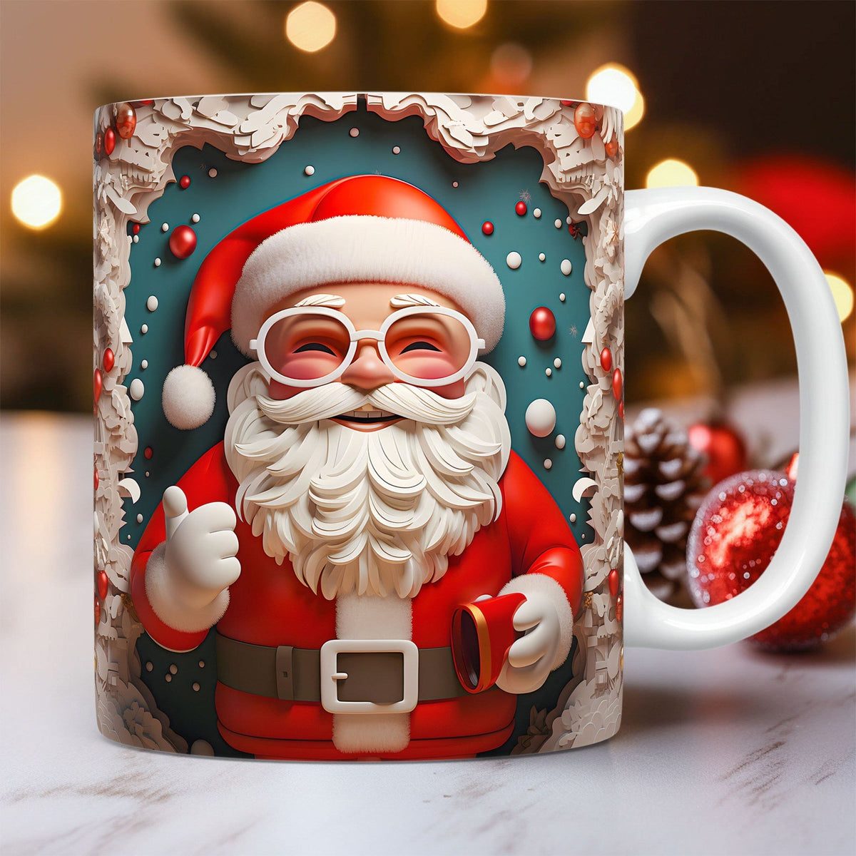 Creative 3D Christmas Ceramic Mug Snowman Santa Design