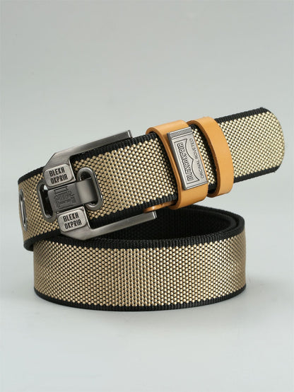 Pin Buckle Canvas Belt Cargo Pants Casual Retro Decorative Belt Fashion Men