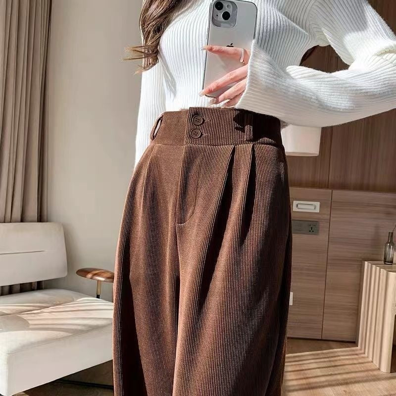 Chenille Fleece Wide-leg Pants Women