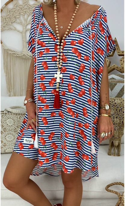V-neck short sleeve loose rompers