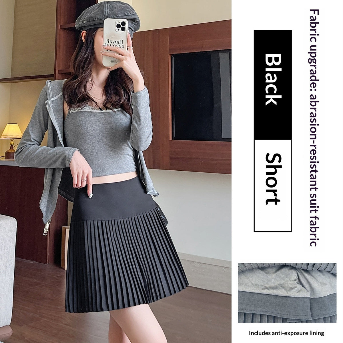 Woolen Slim Pleated Skirt For Women