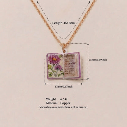 Retro Book Necklace For Women