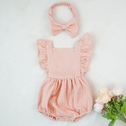 Ruffled short-sleeved girl romper wrinkle bag fart clothing
