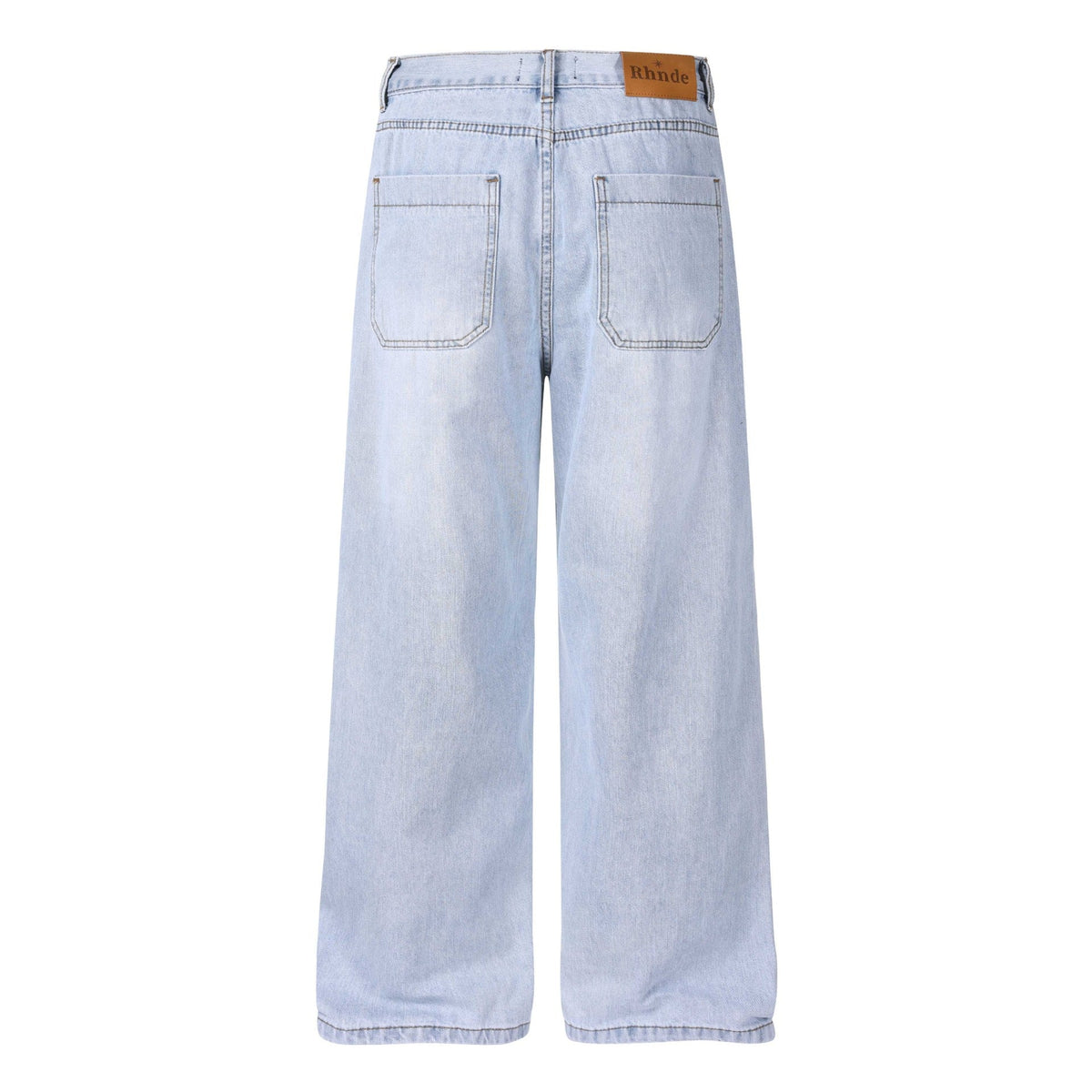 Retro Washed Distressed Jeans With A Waistband Buckle And Elastic Unisex
