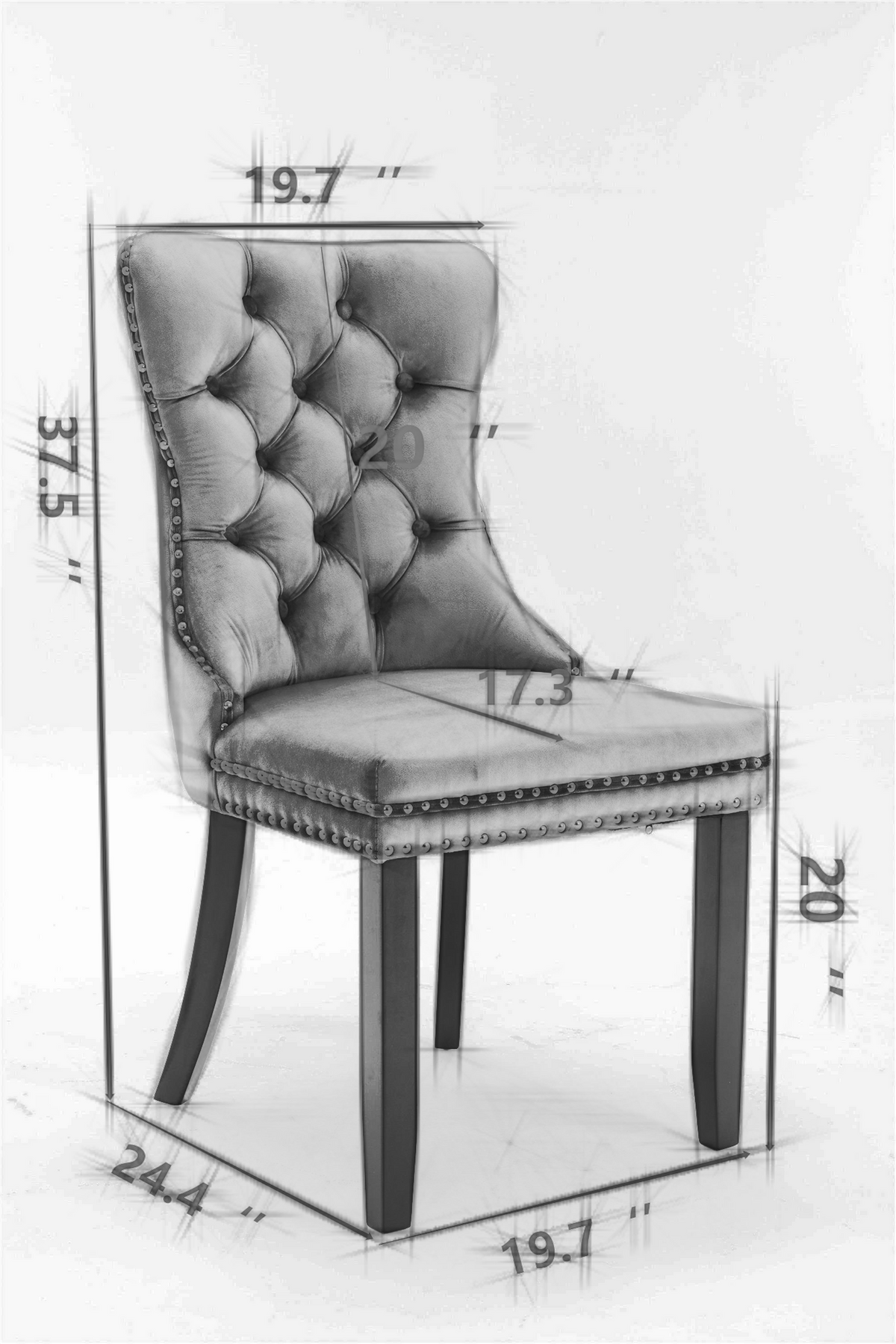 High-end Tufted Solid Wood Contemporary Velvet Upholstered Dining Chair with Wood Legs Nailhead Trim 2-Pcs Set Pink