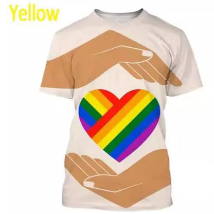 Rainbow 3D Printed T-shirt Men And Women Oversized Short Sleeve Casual Shirt Fashion Tops Trend