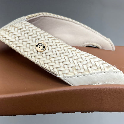COBIAN Palmilla Braided Synthetic Leather Strap Women's Sz 6 EU 35.5 Cream PAL25-110-6