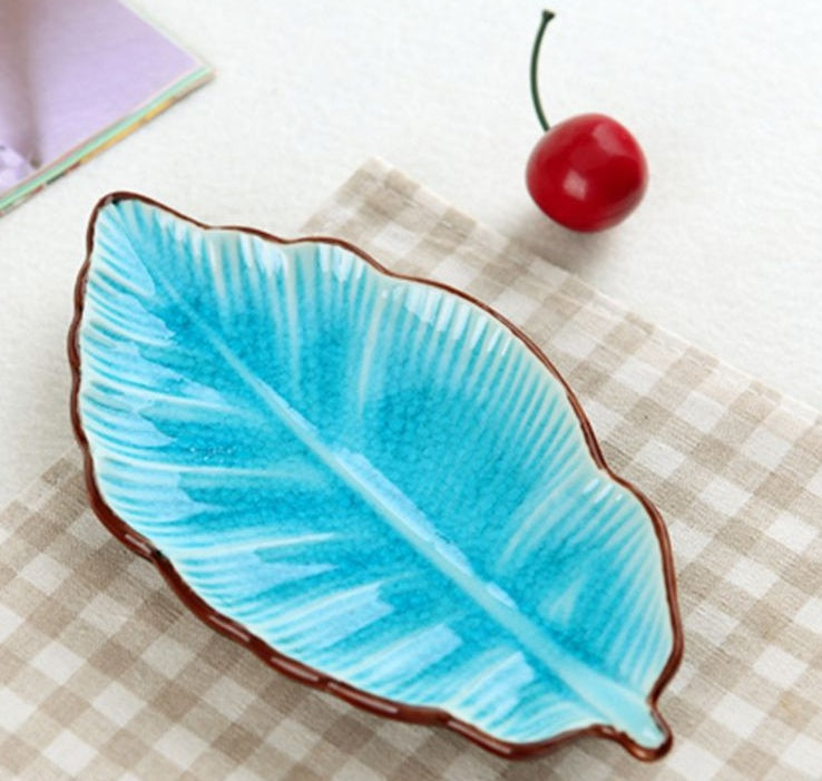 Creative Banana Leaf Ceramic Plate Seasoning Dish