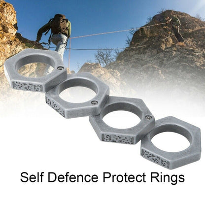 HARD SELF DEFENSE RING Men's Round Finger Hexagonal Ring Emergency Window Breaker Guard Ring