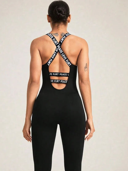 Crisscross Back Sleeveless Active Jumpsuit For Women