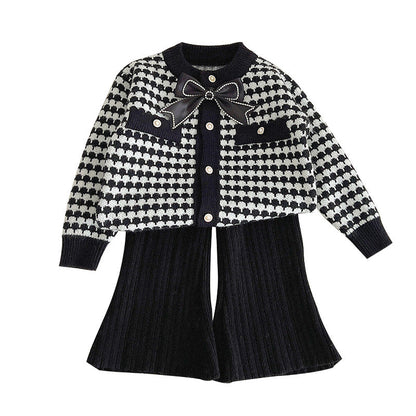 Girls' Coat Wool Bowknot Chanel Style Sweater Autumn And Winter Clothing