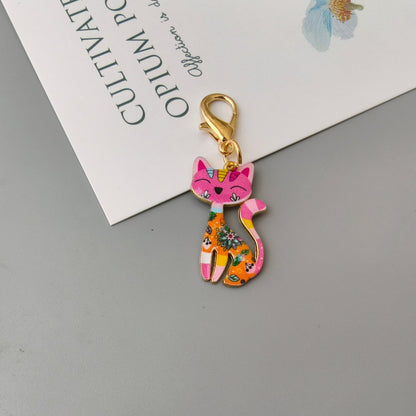Halloween Alloy-printed Kitten Pendant Keychain