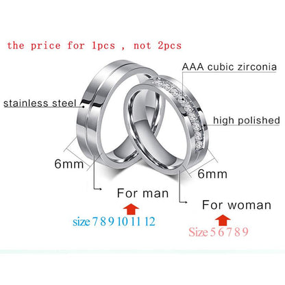 Vnox Lovers CZ Wedding Band Engagement Rings for Couples