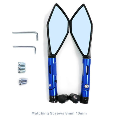 Universal CNC Aluminum Motorcycle Handlebar Rear View Mirrors Blue Anti-glare Mirror for Honda Yamaha Suzuki Scooter ktm