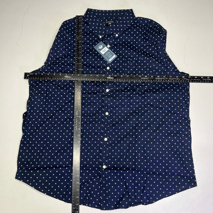 DOCKERS Stain Defender Button Up Shirt Daisy Pattern Men's Sz XXL Navy Blue