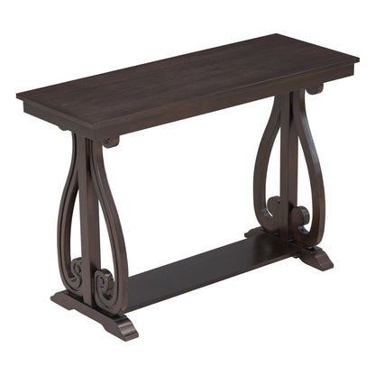 48-Inch Rustic Vintage Console Table --- Farmhouse Style Entryway Table with Open Shelf and Sturdy Construction  (Espresso)