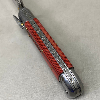 ZA@ ARMED FORCE TACTICAL Handcrafted OTF Pocket Knife 3.5" Blade 8" Overall Length Red ST-10WD