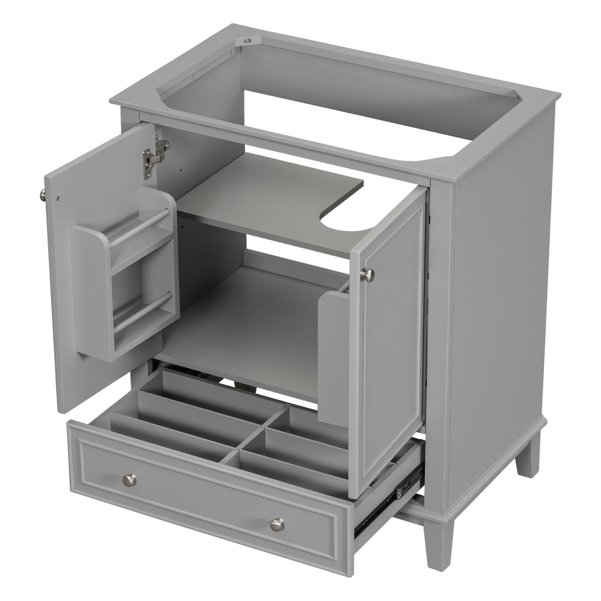 30 inch bathroom vanity no sink  base only gray