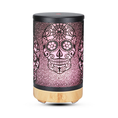 100ml Iron Metal Humificador De Aroma 7 Colors Led Lamp Ultrasonic Electric Skull Aroma Diffuser With Remote