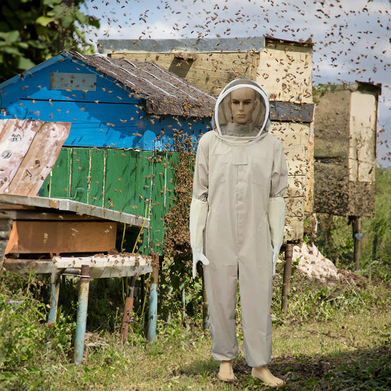 1 Set of Professional Ventilated Full - Body Beekeeping Suit with Gloves