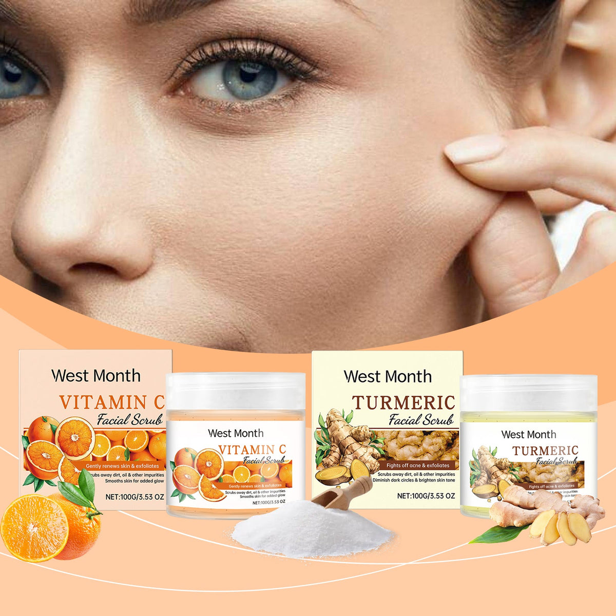 Facial Scrub Gently Cleanses Facial Skin, Exfoliates, Moisturizes, Moisturizes And Brightened