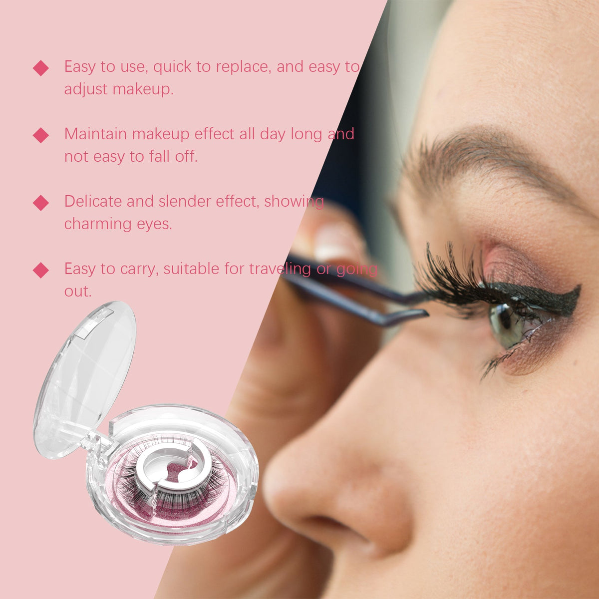 Self-Adhesive Eyelashes, Lazy People Glue-Free Free Unloading Self-Adhesive Thick Thin Long Natural Eyelashes