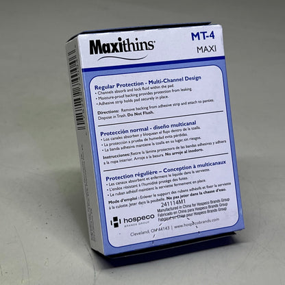 HOSPECO (250 PACK) MT4 Maxithins #4 Vended Sanitary Napkins (New Other, Distressed Box)