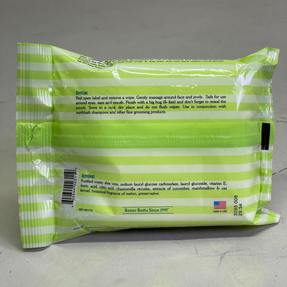 EARTHBATH (12 PACK) Natural Pet Care Facial Wipes 25 per package White