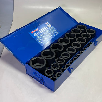 WESTWARD Impact Socket Set 1" Drive, 27 Piece (7/8 to 3-1/2") Black 21WM43