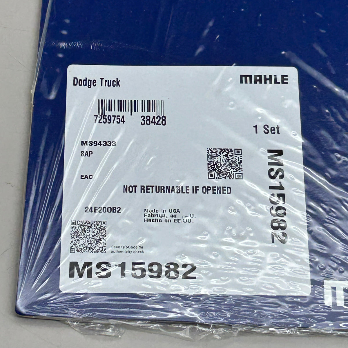 MAHLE Fuel Injection Plenum Gasket Replacement Part For Mitsubishi & Dodge MS15982