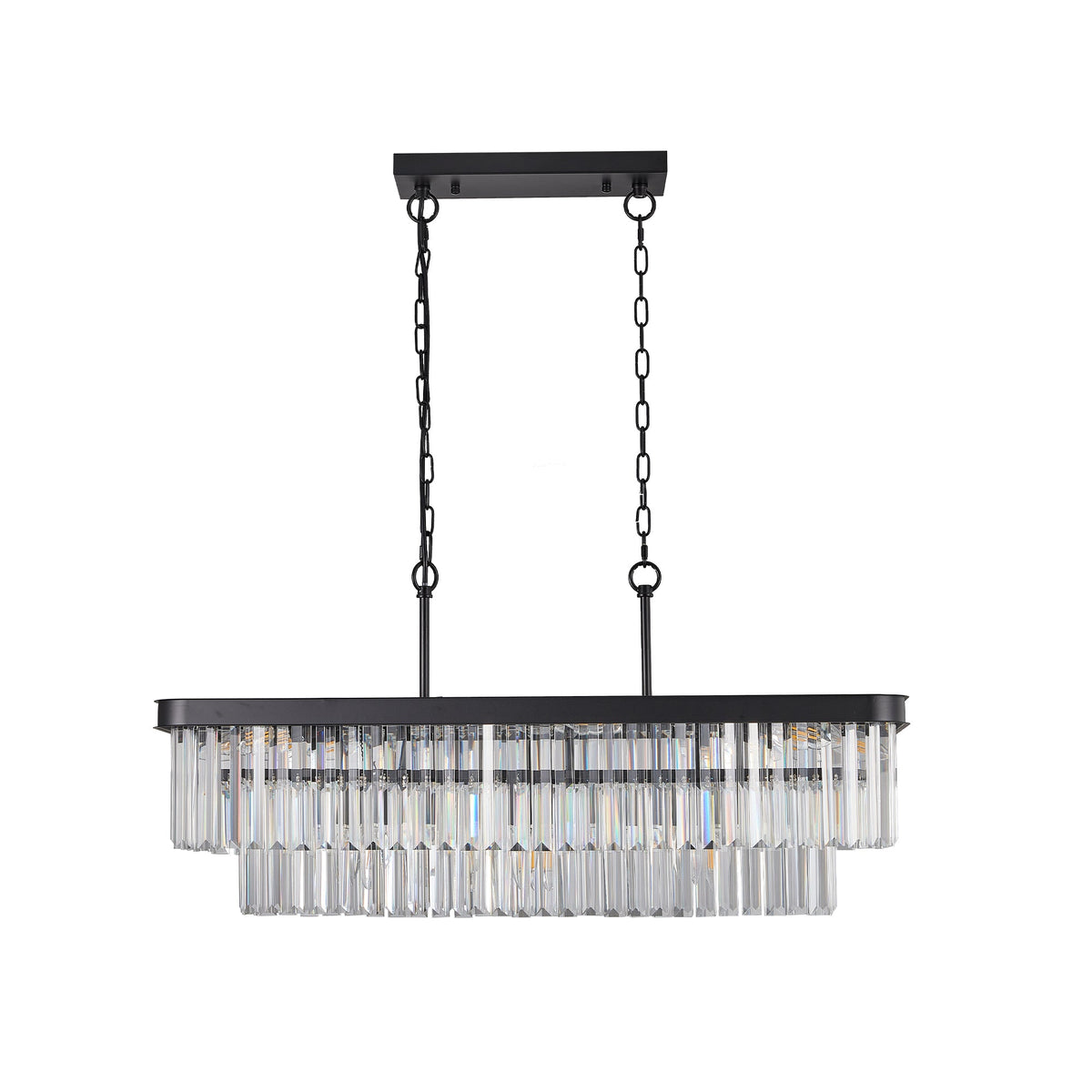 Chandeliers,Rectangular Crystal Chandelier Adjustable,E12 Modern Industrial Crystal Lights (Bulb Not Included)