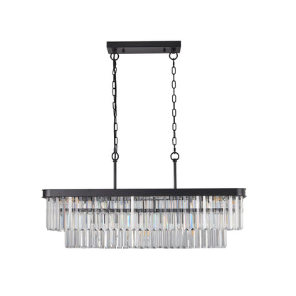 Chandeliers,Rectangular Crystal Chandelier Adjustable,E12 Modern Industrial Crystal Lights (Bulb Not Included)
