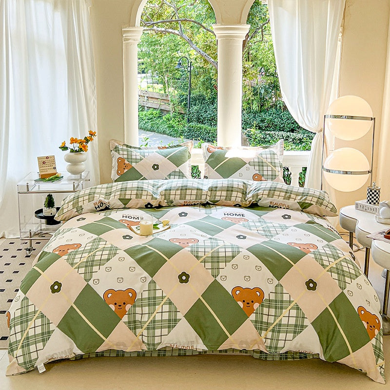 Cartoon Four-Piece Set Fresh Autumn and Winter Single Student Dormitory Bedding Sheet Three-Piece Set Single Quilt Cover
