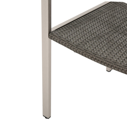 Cape Coral Outdoor Wicker Dining Chairs with Aluminum Frames, 2-Pcs Set, Grey
