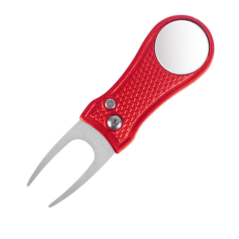 Golf Green Fork Aluminum Handle Folding Spring Repair Tool Gift New
