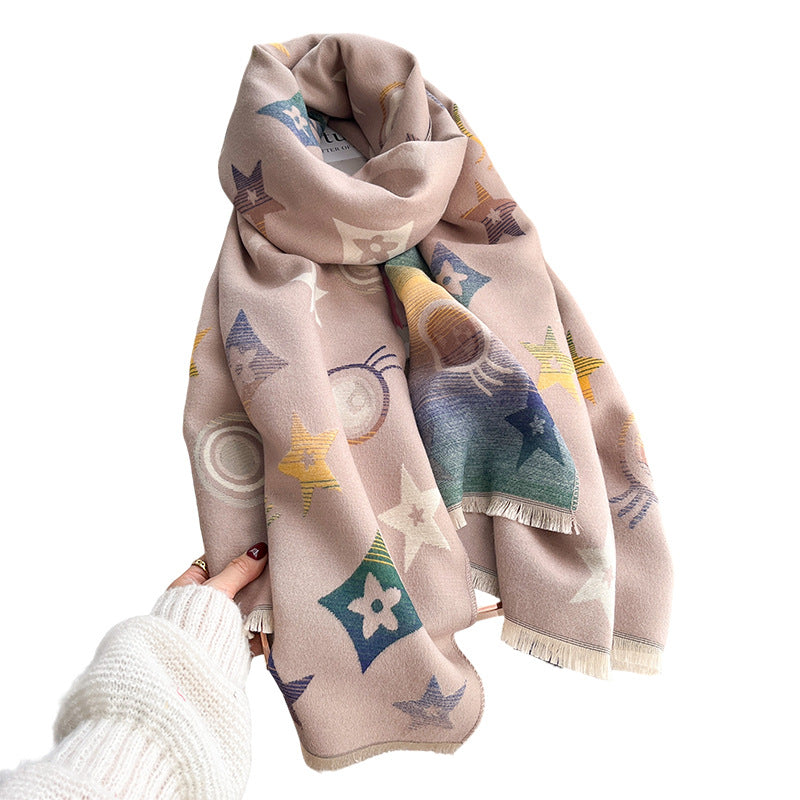 Double-sided Scarf Shawl For Women Autumnwinter