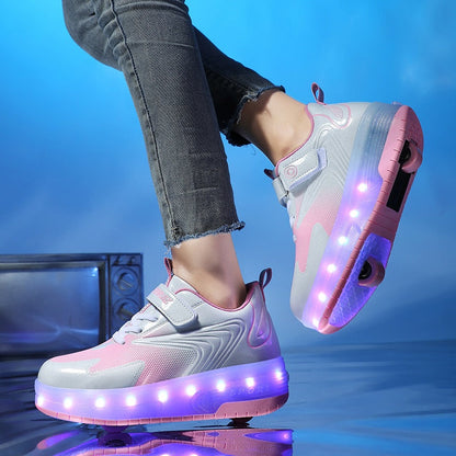 Children's Rechargeable Two-wheel LED Light-up Shoes