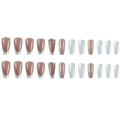 Silver-studded Nail Stickers Artificial Nails