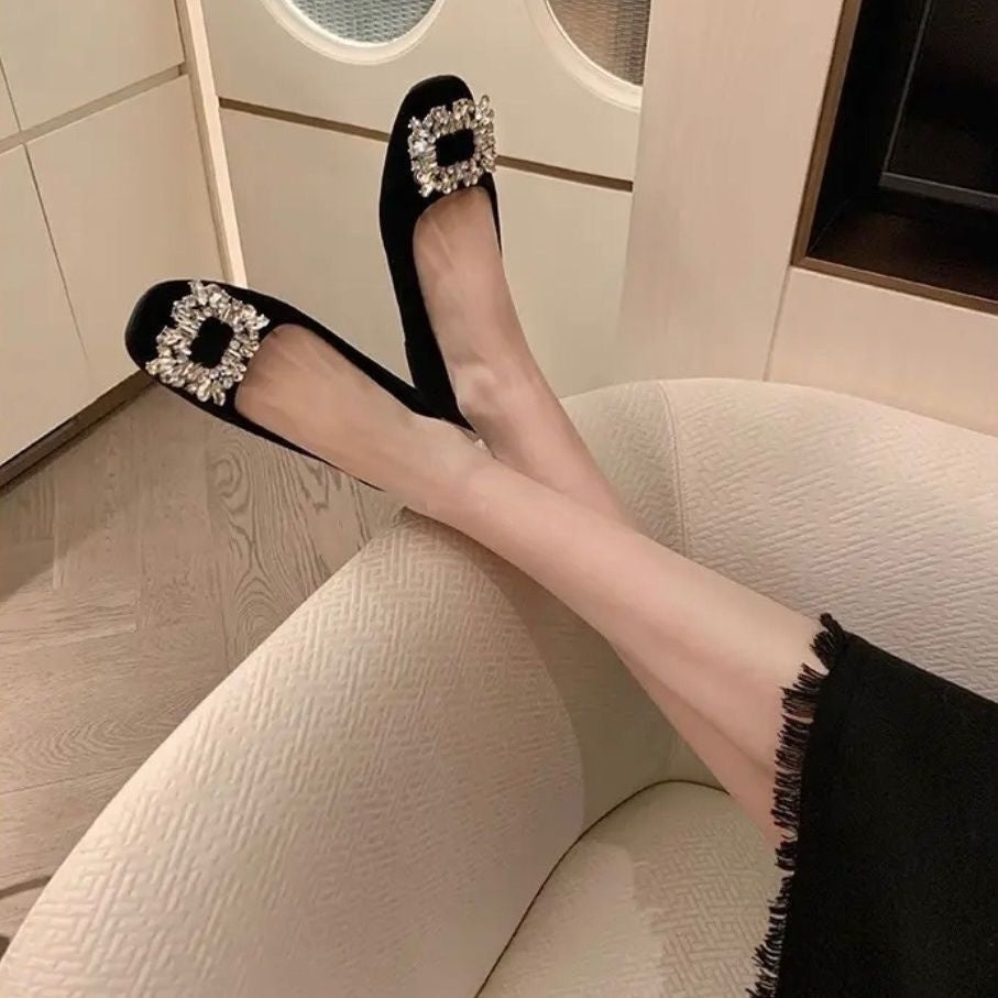 High Sense Square Toe Rhinestone Pumps Women