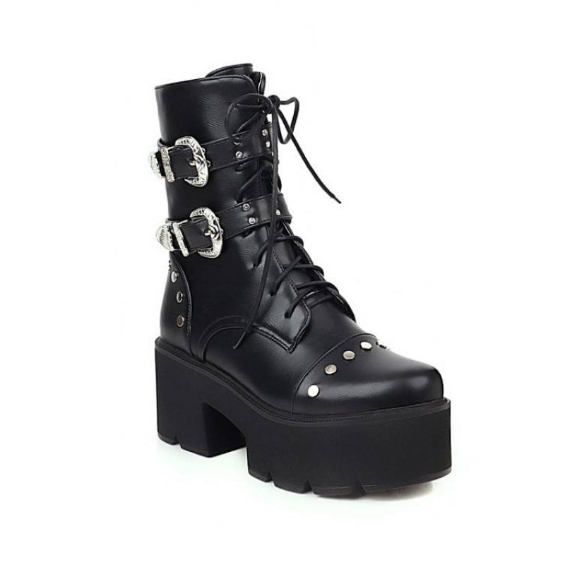 Square Heel With Side Zipper Women's