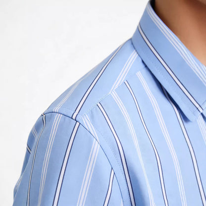 Cotton Business-Casual Plaid Striped Shirt For Men