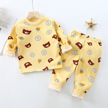 Children Velvet Thermal Underwear Suit